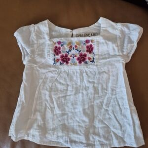 OshKosh B'gosh White Top with Colorful Floral Embroidery